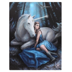 Mały Obraz Dziewczyna i Jednorożec - Blue Moon Canvas Plaque by Anne Stokes